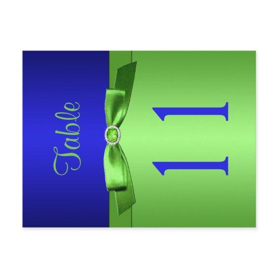 Two Sided Lime and Royal Blue Table Number