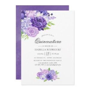 Ultra Violet Watercolor Floral Quinceañera