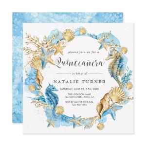 Under the Sea Blue & Gold Quinceañera Square