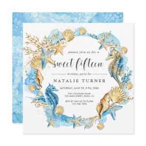 Under the Sea Blue & Gold Sweet Fifteen Square
