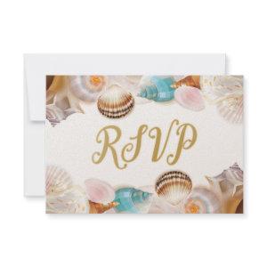 Under the Sea Quinceanera Party Seashells Border RSVP Card