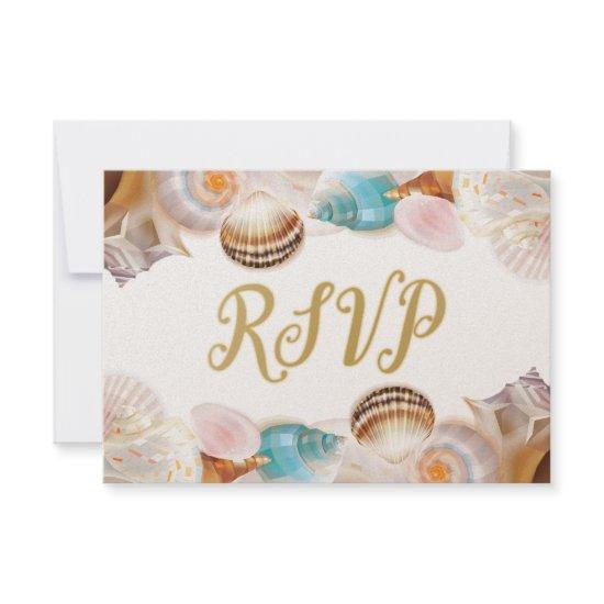 Under the Sea Quinceanera Party Seashells Border RSVP Card