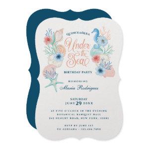 Under The Sea Watercolor Seashells Quinceañera