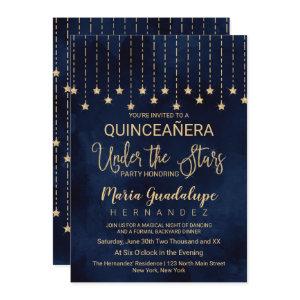 Under the Stars Navy Blue Gold Sparkle Quinceañera