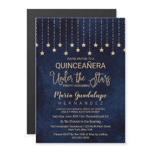 Under the Stars Navy Blue Gold Sparkle Quinceañera Magnetic