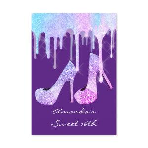 Unicorn Mermaid Drips Holographic Girly Heels Purp