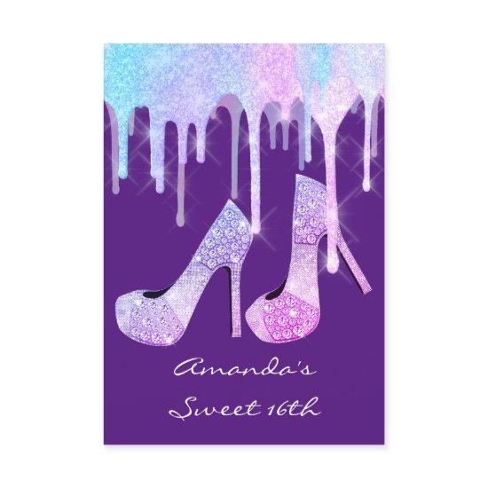 Unicorn Mermaid Drips Holographic Girly Heels Purp