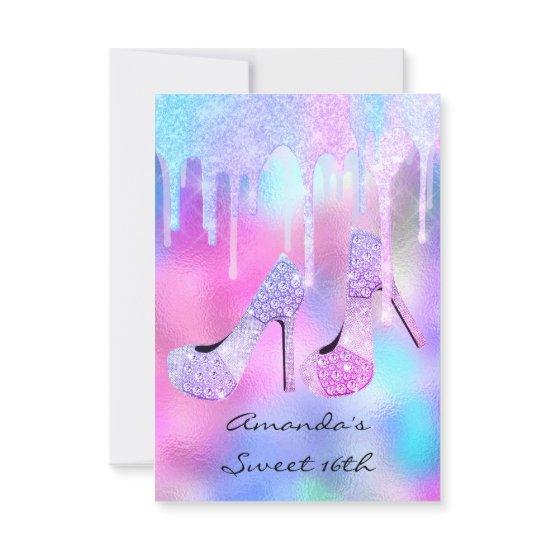 Unicorn Mermaid Drips Holographic Pink High Heels