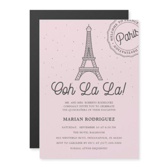 Unique Blush Eiffel Tower Paris Quinceañera Magnetic