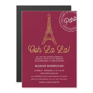 Unique Burgundy and Gold Eiffel Tower Quinceañera Magnetic