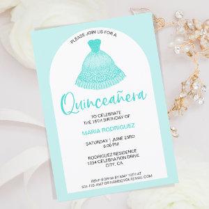 Unique Modern Aqua Gown Quinseanera Celebration