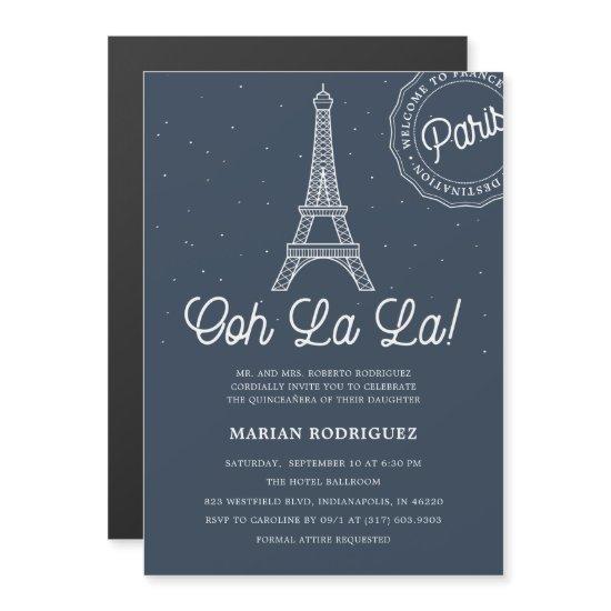 Unique Navy & Gold Eiffel Tower Paris Quinceañera Magnetic