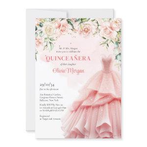 Unique watercolor blush floral formal pink dress