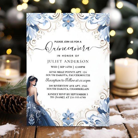 Us Ombre ivory Ice Sky Gold Royal Blue Quinceanera