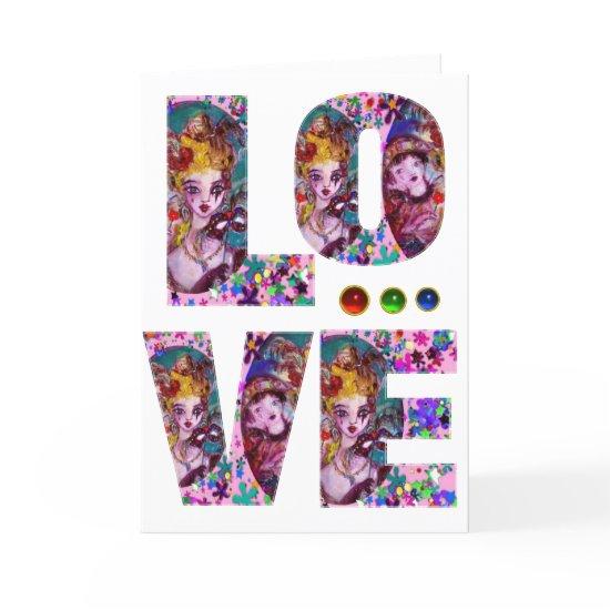 VALENTINE LOVE  VENETIAN MASQUERADE HOLIDAY CARD