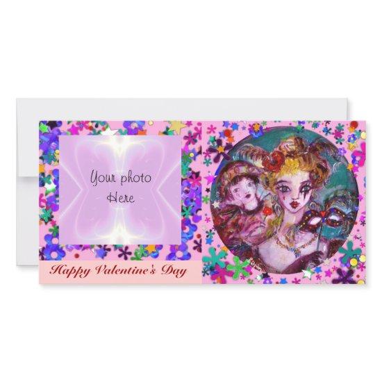 VALENTINE VENETIAN MASQUERADE MASKS AND CONFETTI HOLIDAY CARD