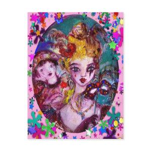 VALENTINE VENETIAN MASQUERADE MASKS AND CONFETTI HOLIDAY POSTCARD