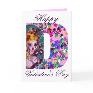VALENTINE VENETIAN MASQUERADE MONOGRAM D LETTER HOLIDAY CARD