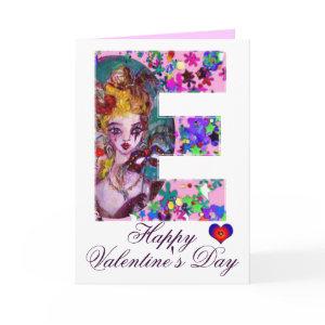 VALENTINE VENETIAN MASQUERADE MONOGRAM F LETTER HOLIDAY CARD