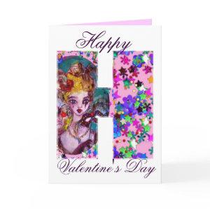 VALENTINE VENETIAN MASQUERADE MONOGRAM H LETTER HOLIDAY CARD