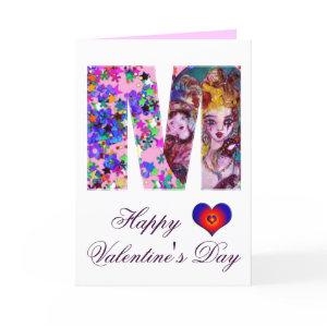 VALENTINE VENETIAN MASQUERADE MONOGRAM M LETTER HOLIDAY CARD