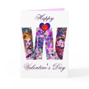 VALENTINE VENETIAN MASQUERADE MONOGRAM M LETTER HOLIDAY CARD