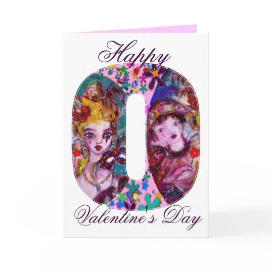 VALENTINE VENETIAN MASQUERADE MONOGRAM O LETTER HOLIDAY CARD