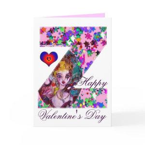 VALENTINE VENETIAN MASQUERADE MONOGRAM Z LETTER HOLIDAY CARD