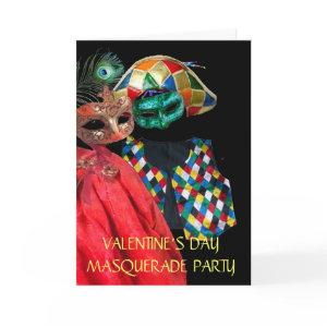 VALENTINE'S DAY MASQUERADE MASKS,HARLEQUIN COSTUME HOLIDAY CARD