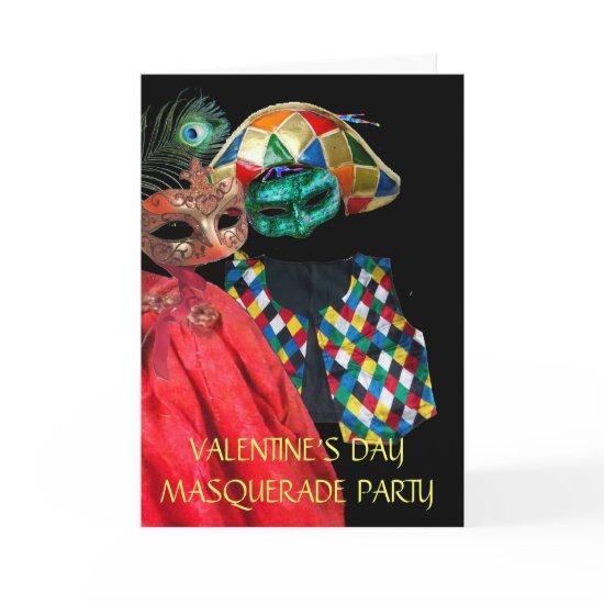 VALENTINE'S DAY MASQUERADE MASKS,HARLEQUIN COSTUME HOLIDAY CARD