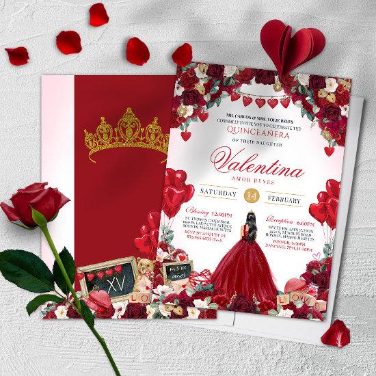 Valentine's Day Red Roses Sweet 15 Quinceanera