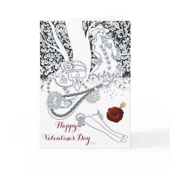 VALENTINE'S DAY ROMANTIC LOVERS RED WAX SEAL HEART HOLIDAY CARD