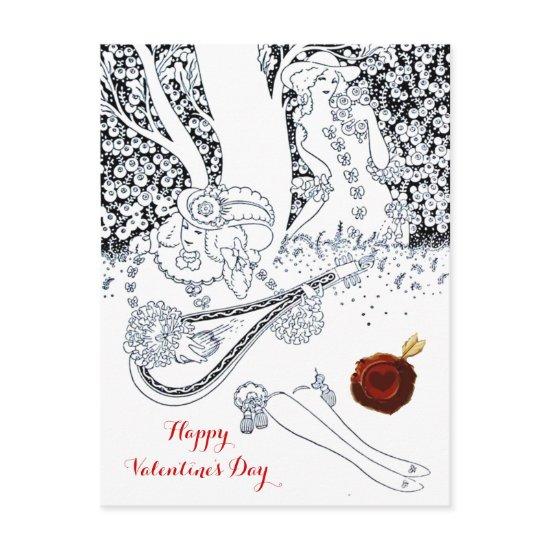VALENTINE'S DAY ROMANTIC LOVERS RED WAX SEAL HEART HOLIDAY POSTCARD