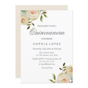 Vanilla White Cream Roses Elegant Quinceanera