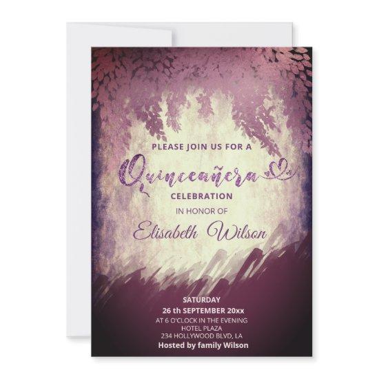 Vintage Autumn wisteria aubergine watercolor