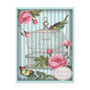 Vintage Bird, Cage, Butterfly & Roses Quinceanera