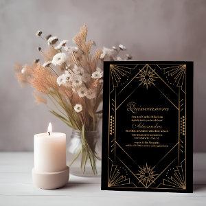 Vintage Black and Gold Art Deco Quinceanera