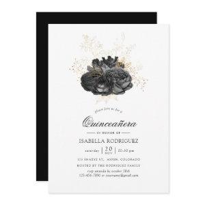 Vintage Black and Gold Floral Quinceañera