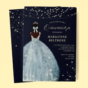 Vintage Blue and Gold Princess Quinceañera