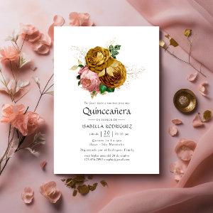 Vintage Blush and Gold Floral Quinceañera