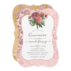 Vintage Blush Pink and Gold Masquerade Quinceañera