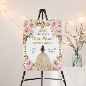 Vintage Blush Pink Champagne Floral Quinceañera  Foam Board