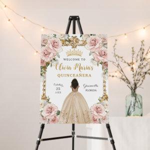 Vintage Blush Pink Floral Champagne Quinceañera  Foam Board