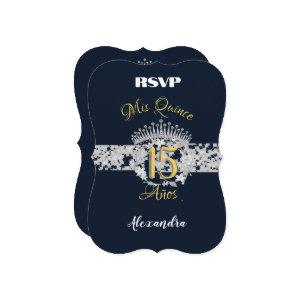 Vintage Boho Navy Silver Quinceañera Spanish