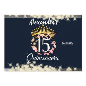 Vintage Boho Navy Silver Quinceañera Spanish Menu