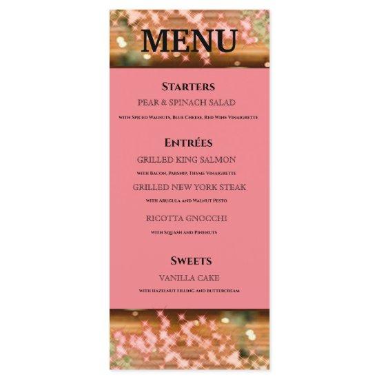 Vintage Boho Rose Gold Rustic Quinceañera Spanish  Menu