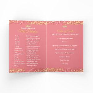 Vintage Boho Rose Gold Rustic Quinceañera Spanish Program