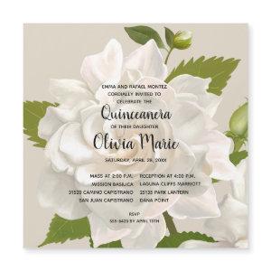 Vintage Botanical Gardenia Floral Quinceañera