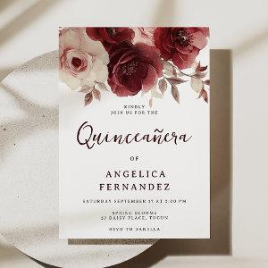 Vintage Burgundy Roses Quinceanera 15th Birthday