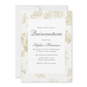 Vintage Elegant Classic Gold Floral Quinceanera